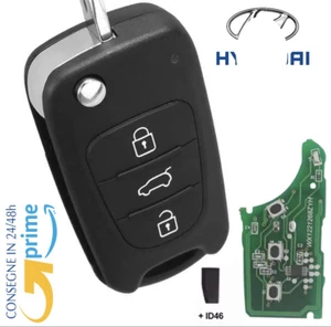 CHIAVE GUSCIO COMPLETA CHIP 3 TASTI TELECOMANDO PER HYUNDAI I20 I30 IX20 433mhz. - Imagen 1 de 6