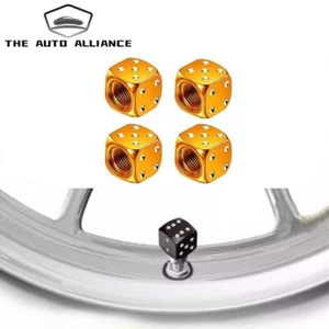 Gold*4 Metal Wheel Valve Stem Tire Cap Trims For Car Truck Dust Cover - Picture 1 of 7