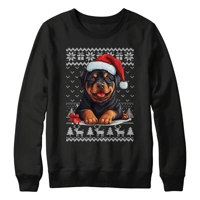 THE CLOTHING SHED Christmas Rottweiler Sweatshirt For Kid Dog Owner Kids Jumper Day Festive Rot...
