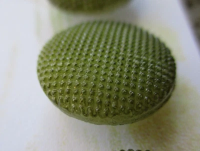 Set of 4~Vintage 3/4" Green Painted Dimple Dot Glass Buttons ~new/old stock - Image 1 of 2