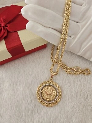 Collar colgante tótem otomano redondo chapado en oro colgante de moneda turca para mujer Foto 1 de 2