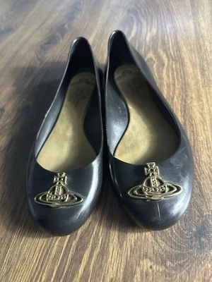 Vivienne Westwood Melissa Black Orb Logo Flats 24 Cm Women’s Collab Shoes - Image 1 of 4