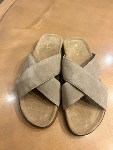 Herren Walk London Sandalen Wildleder Größe 11 US 10 UK Pantoletten Beige Crossover-Design - Bild 1 von 5