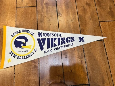 Vintage 1975 Minnesota Vikings Super Bowl IX NFC Champions Full Size Pennant - Image 1 of 4