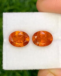 Natural Spessartite Garnet Lot 4.25 Carat 8.5x6.5 MM Oval Shape Faceted Gems Lot - Picture 1 of 5