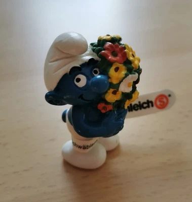 Schleich 20469 Schlumpf mit Strauß neu mit Fähnchen Schlümpfe Smurf - Bild 1 von 2