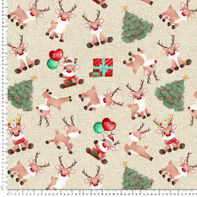 PROVENCESTOFFE Bezaubernder Weihnachtsstoff Rudolf Junior, Stoffbreite 140cm