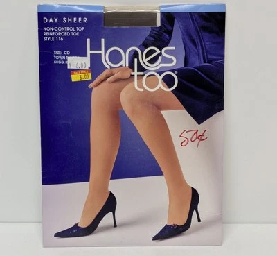 De Colección Hanes Too Day Pantimedias Transparentes Puntera Reforzada CD Ciudad Estilo Taupe 116 Nuevo de Lote Antiguo Foto 1 de 4