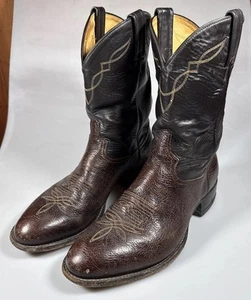 Tony Lama Co. Men's Style 2032 Sz 10 D Bullnose Western Boots Made In USA - Picture 1 of 9