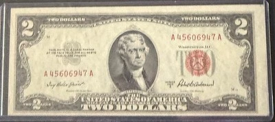 $2 Two Dollar Bill Series 1953A Red Seal. Uncirculated. - Image 1 of 2