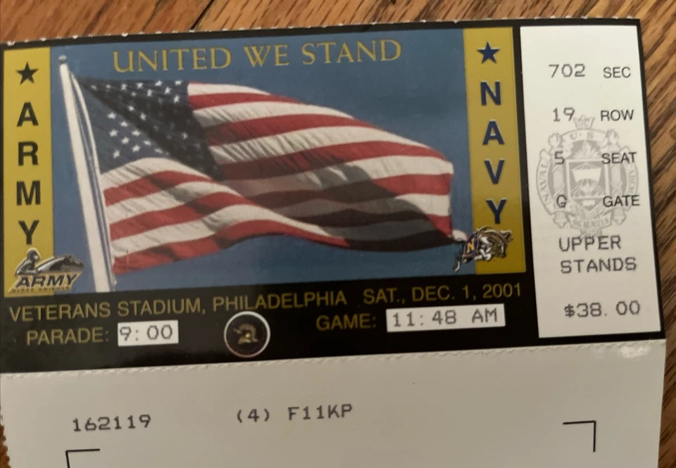 2001 Army vs Navy Game Ticket Veterans Stadium Philadelphia Dec 1, 2001 - Image 1 of 1