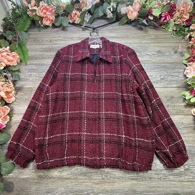 Alfred Dunner Jacket size 14 Women’s Acrylic Red Full Zip Tweed Plaid - Image 1 of 4