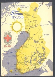 Finland Suomi Poscard Map w 1 Colour Stamp Very Rare !!! - Picture 1 of 2