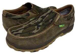 Twisted X Eco TWX Mens 9.5 Mossy Oak Camouflage Moccasin Leather Canvas Shoes - Picture 1 of 9