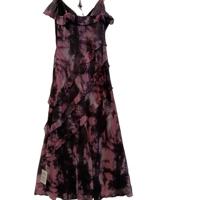 Miss Selfridge Dress UK 10 Black Pink Polyester Women's Layered Ruffle Preloved - Image 1 of 4