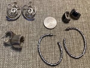 Creolen & Posten Sterlingsilber Ohrhänger Posten... einige handgemachte Handarbeit 40+ Gramm - Bild 1 von 3