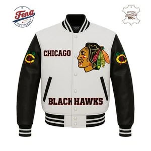 Authentic NHL Chicago Black hawks Varsity Jacket Sizes S-7XL Available - Picture 1 of 13