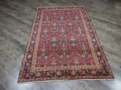 Alfombra turca vintage, alfombra turca tribal geométrica anatolia hecha a mano 4,3 x 6,9 pies Foto 1 de 4