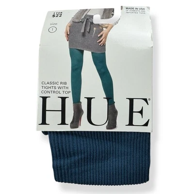Hue Classic Rib Tights Womens Size 1 Poseidon Blue - Image 1 of 4