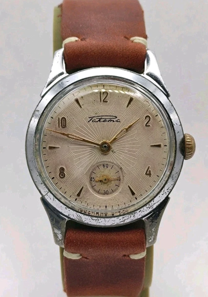 Reloj Vintage Raketa Guilloche 2603 URSS Soviética Hombre Cuero Foto 1 de 4