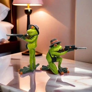 Schießzubehör Militär Armee Schreibtisch Frosch Figur Zimmer Wohndeko Tier - Bild 1 von 15