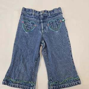 Carters y2k flare jeans Heart Pockets Size 5 Little Girls Vintage - Picture 1 of 7