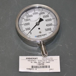 Ashcroft Pressure Gauge 351009SWL02L5000#, 3-1/2" Dial, 1/4" NPT, 5000psi, ±1.5% - Picture 1 of 7