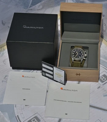 Lovely Hamilton Khaki Field Auto Chrono like New With Hid Set - Image 1 of 4