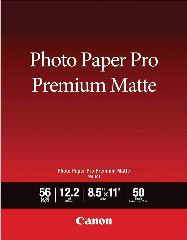 Canon PM-101 Photo Paper Pro Premium Matte (8.5 x 11", 50 Sheets) - Image 1 of 2