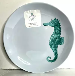 Sigrid Olsen Home Melamine SEAHORS Dinner Plates ,Seaside, Beach Set Of 2 NEW! - Picture 1 of 6