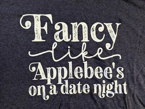 Walker Hayes "Fancy Like Applebee's on Date Night" Blue Cotton Blend L Tee-Shirt - Picture 1 of 5