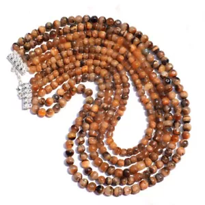 5 Strand 961 Cts Natural Tiger Eye Round Shape Beaded Necklace Jewelry AK 22E492 - Picture 1 of 8