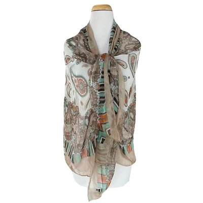 "Cubrimiento de playa ligero sedoso estampado paisley rectángulo multicolor 68""x 35""" Foto 1 de 4