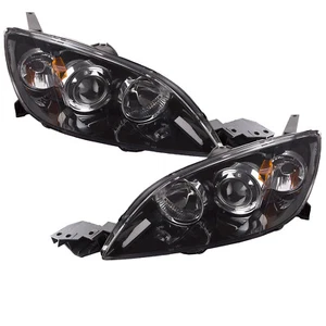 PERDE Halogen Headlight Set For 04-09 Hatchback Mazda 3 MPS Mazdaspeed 3 Black - Picture 1 of 5