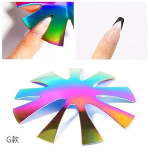 1-5pcs Easy French Line Edge Nail Cutter Stencil Tool Smile Shape Cut Trimmer US - Picture 1 of 15