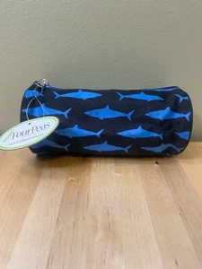 "Bolso lápiz Four Peas, bolsa de cosméticos, viaje NUEVO tiburón azul 8"" X 3" - Imagen 1 de 4