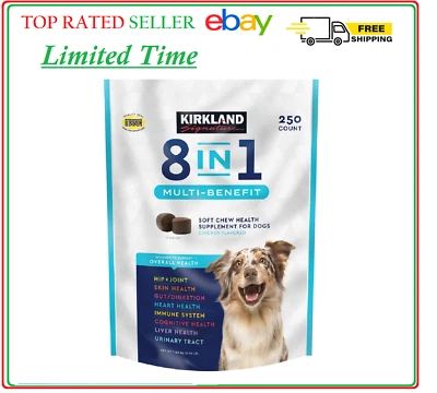 Kirkland Signature 8-In-1 Multi-Benefit Soft Chews For Dogs, 250-count