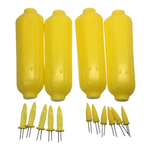 Vtg Corn on The Cob Dishes Handles Knobs Trays Yellow Plastic Textured Mixed Set - Picture 1 of 9
