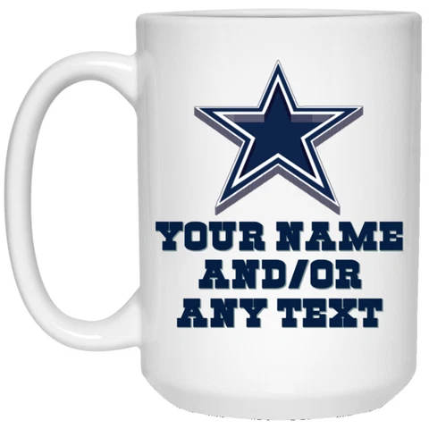 Custom Personalized Dallas Cowboys 3D Star White 15 oz Ceramic Coffee Mug Cup Cover