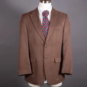 Cappotto sportivo uomo Jeffrey Banks 38R marrone supra scamosciato 3 bottoni giacca business - Foto 1 di 11
