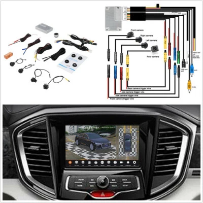 Car 360° 3D Panoramic Camera Bird Eye Surround View Parking Monitor DVR System - Image 1 of 4