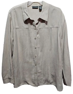 Relativity ♈Woman's Top stitched Faux Suede button up jacket size 2X~Tan - Picture 1 of 3