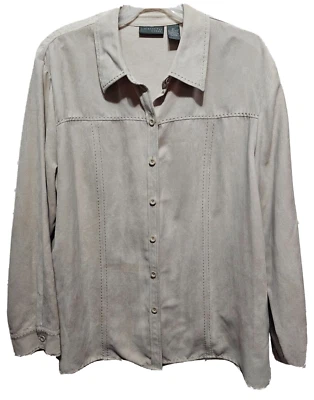Relativity ♈Woman's Top stitched Faux Suede button up jacket size 2X~Tan - Image 1 of 3