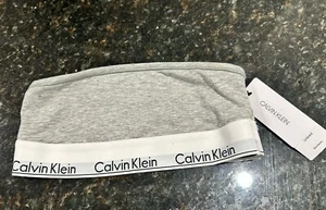 New Calvin Klein Modern Cotton UnLined Bandeau Bra Strapless Gray Small Ck Nwt - Picture 1 of 3