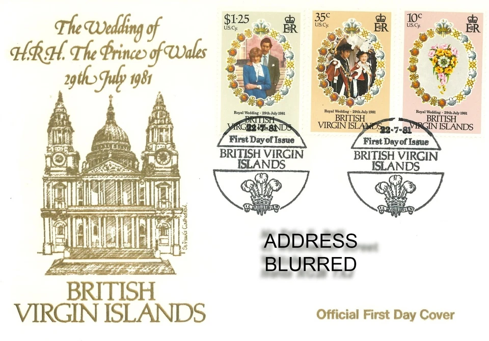 Virgin Islands FDC Wedding of HRH Prince of Wales First Day Cover, 22.7.1981 - Image 1 of 1