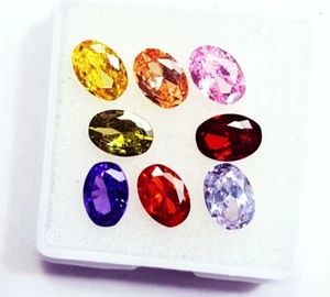 Lote de 8 piezas de piedras preciosas sueltas zafiro color mezcla 6x5 mm forma ovalada R506 - Imagen 1 de 11