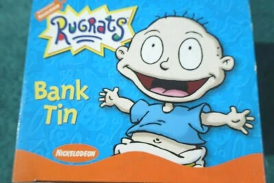 Rugrats Nickelodeon VINTAGE Bank Tin With Keys Lock Piggy Bank Toys New In Box - Imagem 1 de 4