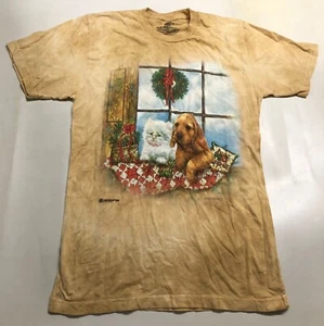 The Mountain Persian Cat Kitten Cocker Spaniel Dog Wreath Yellow T-Shirt M - Picture 1 of 6