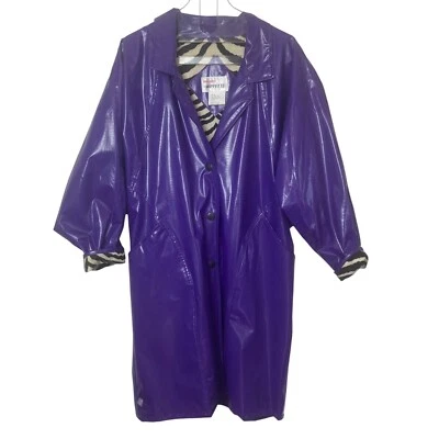Impermeable de vinilo vintage Kenn Sporn Wippette para mujer S púrpura años 80 nueva ola de gran tamaño Foto 1 de 4