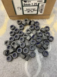 M8-1.25 / 8mm Nylon Insert Hex Lock Nut Class 8 Steel Black Oxide Qty 50 - Picture 1 of 6